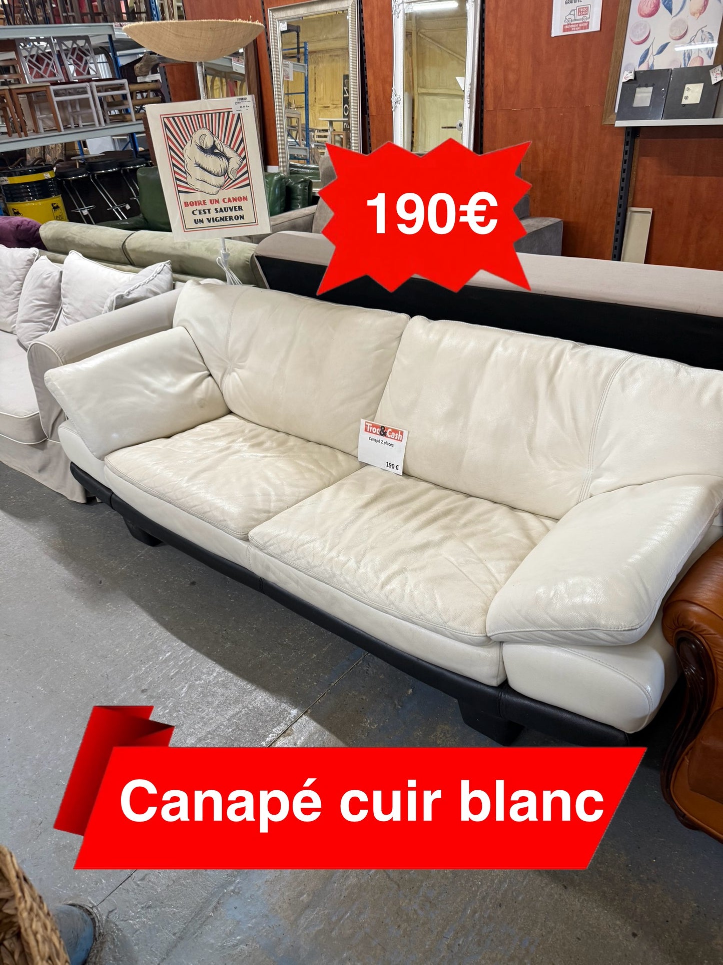 Canapé cuir blanc
