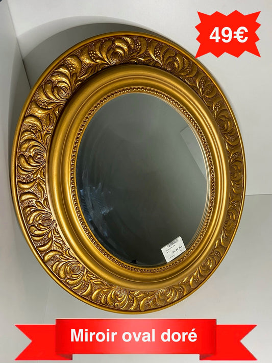 Miroir ovale doré