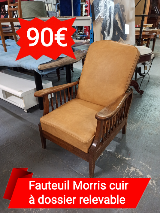 Fauteuil Morris cuir à dossier relevable