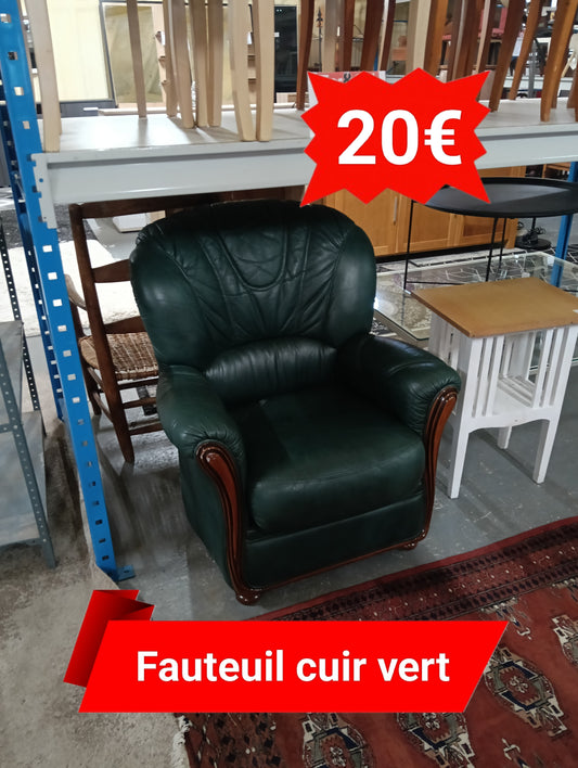 Fauteuil cuir vert