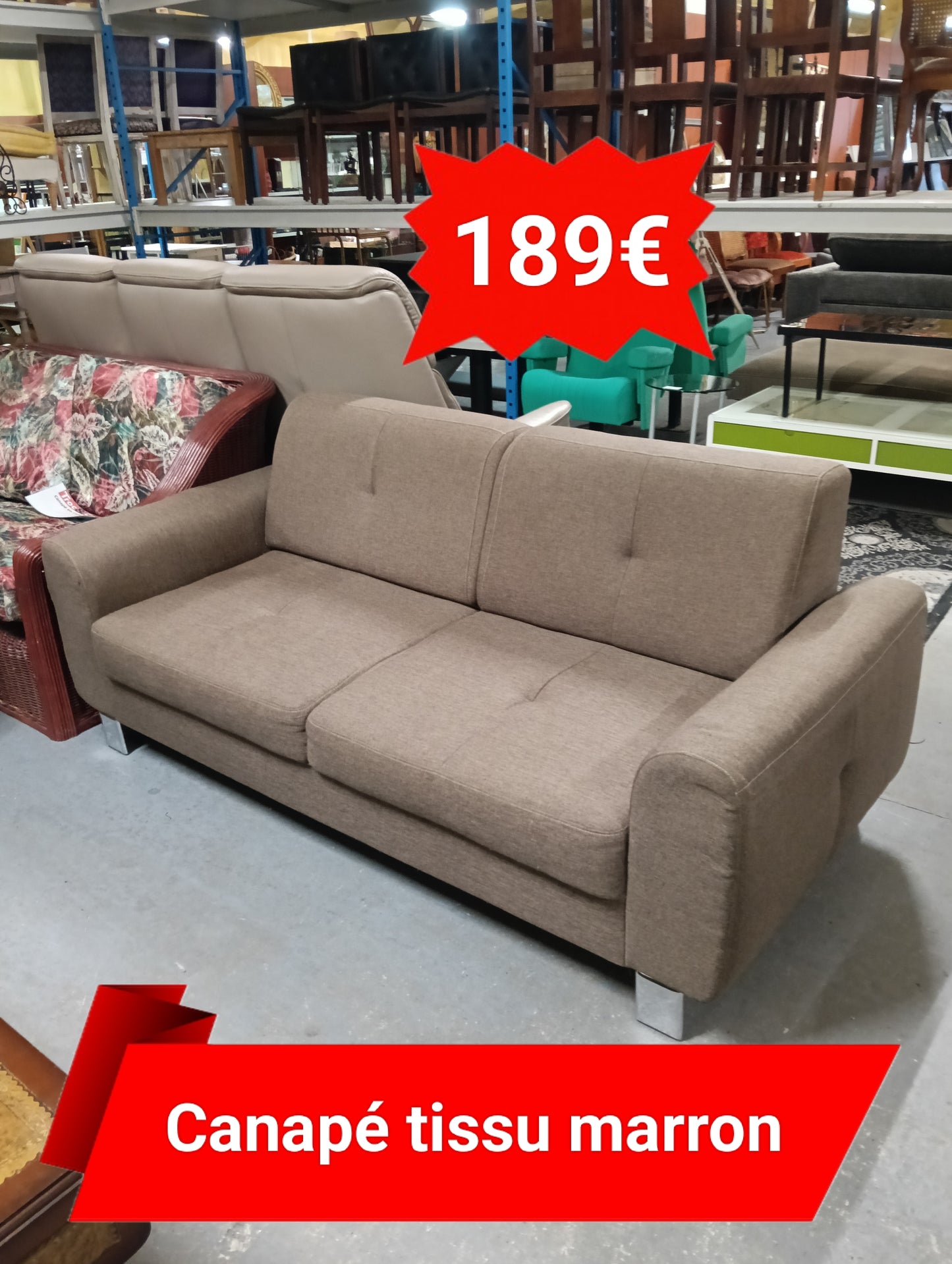 Canapé tissu marron